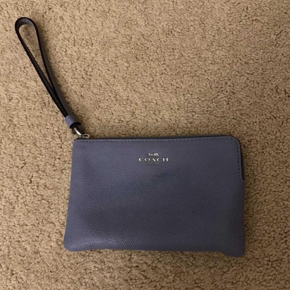 Leather blue Coach wristlet wallet
